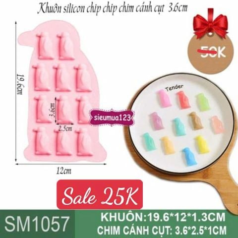 Khuôn silicon chip chip chim cánh cụt 3,6cm ( SM1057 )