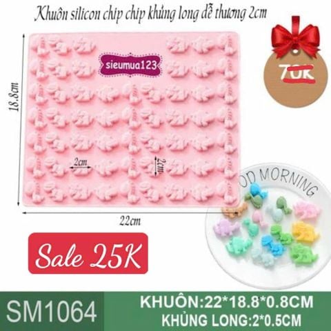 Khuôn silicon chip chip khủng long dễ thương 2cm ( SM1064 )
