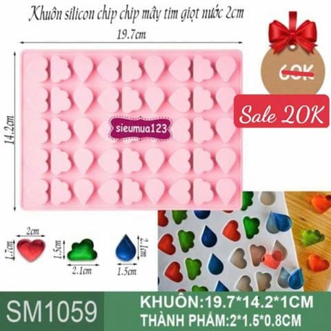 Khuôn silicon chip chip mây tim giọt nước 2cm ( SM1059 )