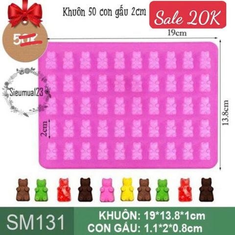 Khuôn làm kẹo dẻo chip chip : Khuôn 50 con gấu nhỏ 2cm ( SM131 ) SALE OFF