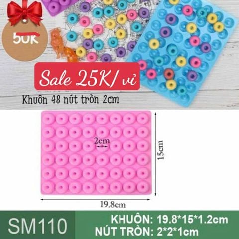 Khuôn silicon kẹo chip chip 48 nút tròn donut nhỏ 2cm ( SM110 )
