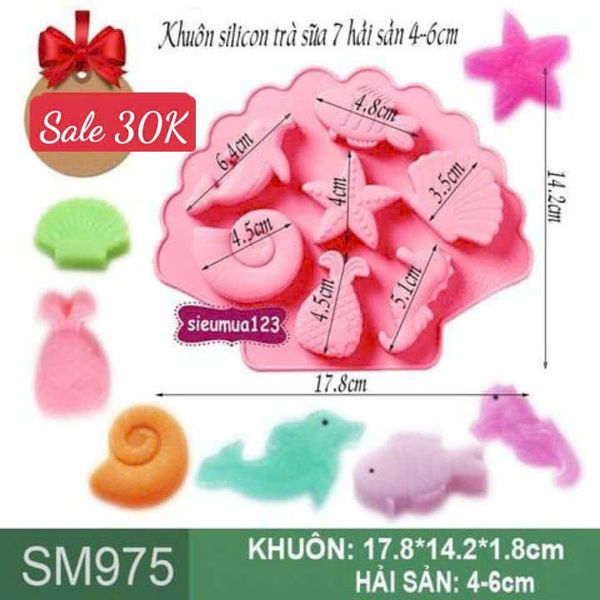 Khuôn silicon trà sữa 7 hải sản 4-6cm ( SM975 )