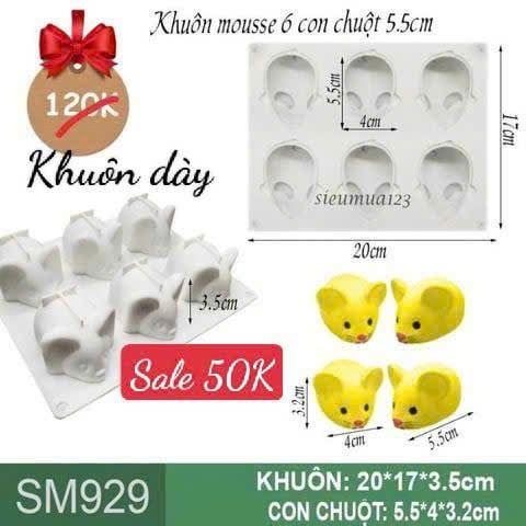 Khuôn bánh mousse: Khuôn 6 con chuột 5,5cm ( SM929 ) CÒN NHIỀU