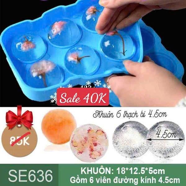 Khuôn silicon làm thạch 6 viên bi mochi 4,5cm ( SE636 )