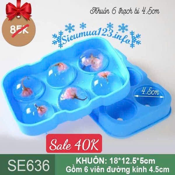 Khuôn silicon làm thạch 6 viên bi mochi 4,5cm ( SE636 )
