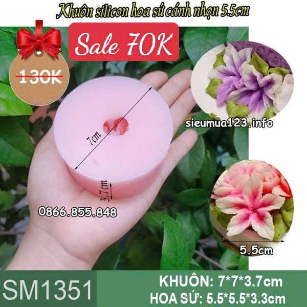 Khuôn silicon làm rau câu hoa sứ cánh nhọn 5,5cm ( SM1351 )