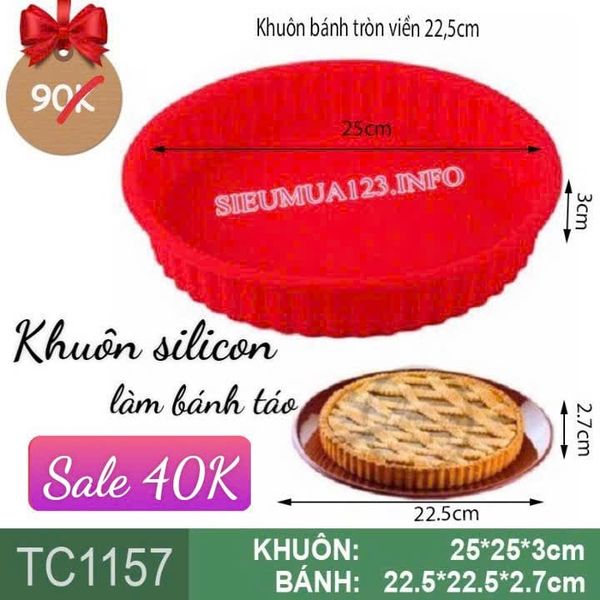 Khuôn nướng bánh silicon tròn viền 22,5cm  ( TC1157 )