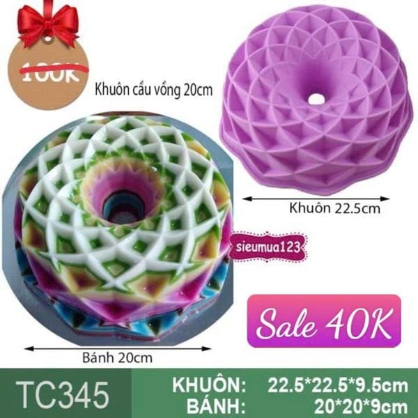 Khuôn nướng bánh silicon cầu vồng 20cm ( TC345 )