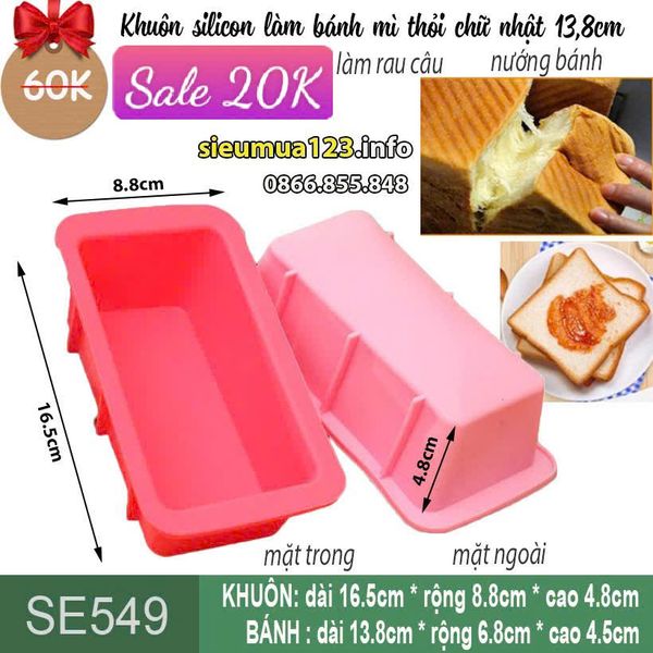 Khuôn silicon làm bánh mì thỏi chữ nhật 13,8cm ( SE549 ) còn 5 cái