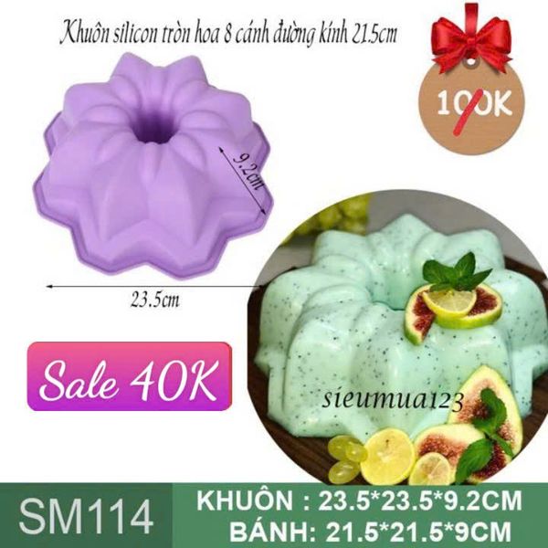 Khuôn silicon tròn hoa tầng 8 cánh 21,5cm ( SM114 )