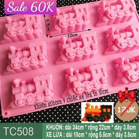 Khuôn silicon 9 chiếc xe lửa to 10cm ( TC508 )