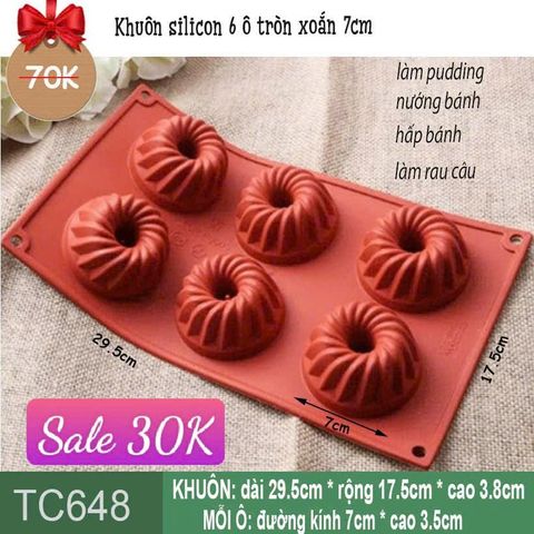 Khuôn silicon 6 ô tròn xoắn 7cm ( TC648 )