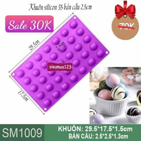 Khuôn silicon 35 bán cầu 2,5cm ( SM1009 ) còn nhiều