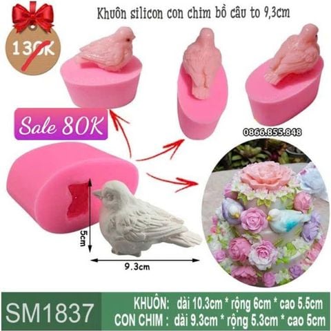 Khuôn silicon con chim bồ câu to 9,3cm ( SM1837 ) mẫu 2024