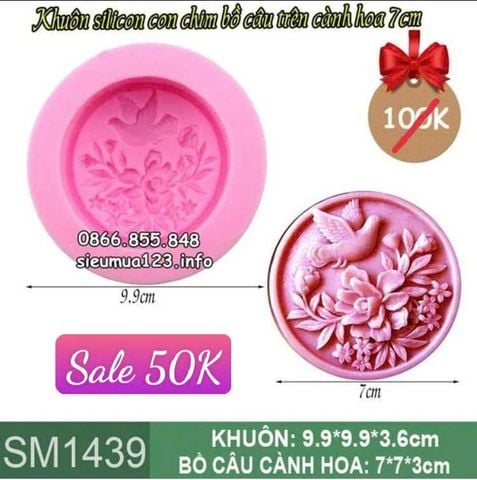 Khuôn silicon trung thu con chim bồ cầu trên cành hoa 7cm ( SM1439 ) CÒN 4 CÁI