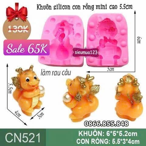Khuôn rau câu silicon con rồng ôm ngọc  5,5cm ( CN521 )