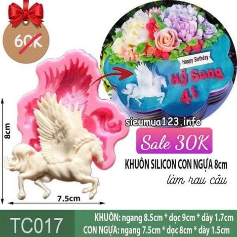 Khuôn silicon làm rau câu Con Ngựa Có Cánh Bay 8cm ( TC017 )