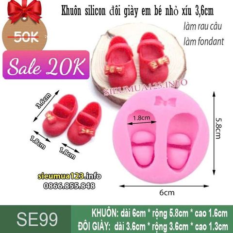 Khuôn silicon đôi giày em bé nhỏ xíu 3,6cm ( SE99 )
