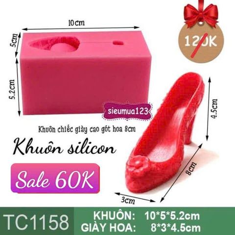 Khuôn rau câu chiếc giày cao gót hoa 8cm ( TC1158 )