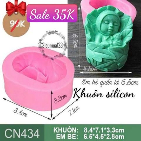 Khuôn silicon em bé baby quấn lá 6,5cm ( CN434 )
