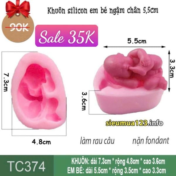 Khuôn silicon em bé baby ngậm chân 5,5cm ( TC374 )