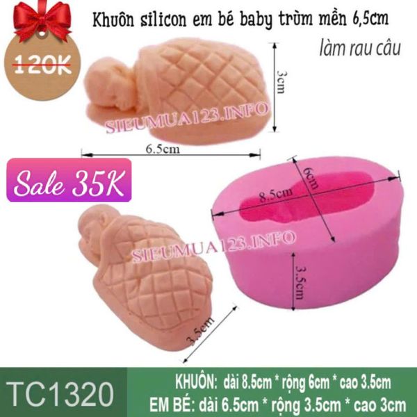 Khuôn silicon em bé baby trùm mền 6,5cm ( TC1320 )
