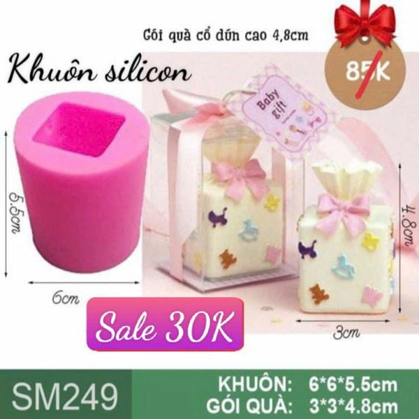 Khuôn silicon gói quà cổ dún cao 4,8cm ( SM249 )