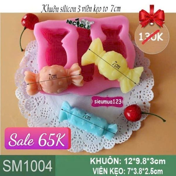 Khuôn silicon 3 viên kẹo to 7cm ( SM1004 )