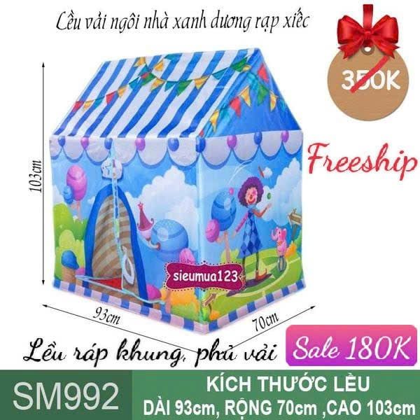 Lều vải ngôi nhà xanh dương rạp xiếc ( SM992 ) (Không Kèm Bóng)