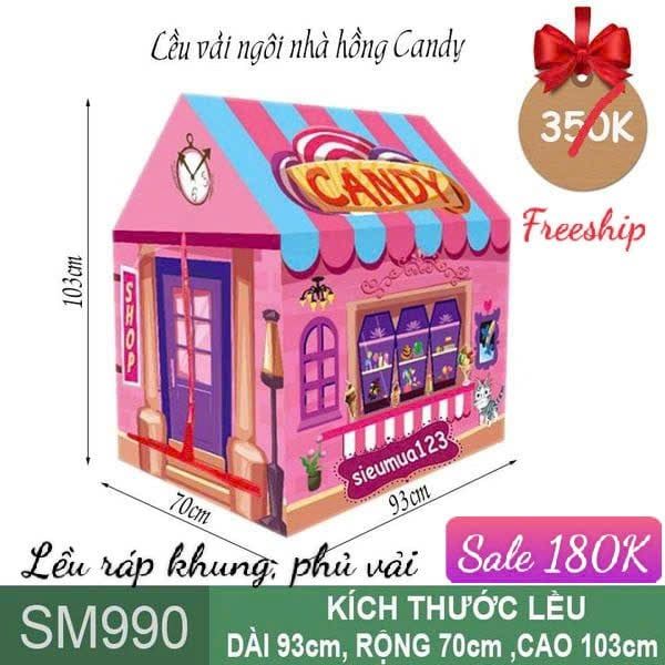 Lều vải ngôi nhà hồng Candy ( SM990 ) (Không Kèm Bóng)