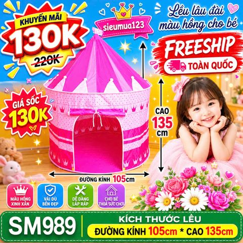 Lều Vải Lâu Đài Hồng ( SM989 ) (Không Kèm Bóng)