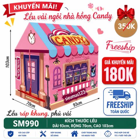 Lều vải ngôi nhà hồng Candy ( SM990 ) (Không Kèm Bóng)