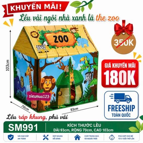 Lều vải ngôi nhà xanh lá the zoo ( SM991 ) (Không Kèm Bóng)