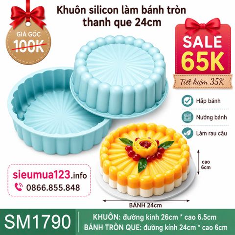 Khuôn silicon làm bánh tròn thanh que 24cm ( SM1790 )