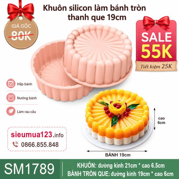 Khuôn silicon làm bánh tròn thanh que 19cm ( SM1789 )