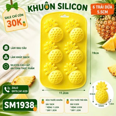Khuôn silicon 6 trái dứa 5,5cm ( SM1938 ) mẫu 2024