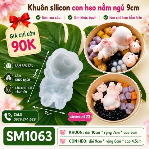 Khuôn silicon con heo nằm tắm tiên 9cm ( SM1063 ) mẫu 2024 ( còn 2 cái )