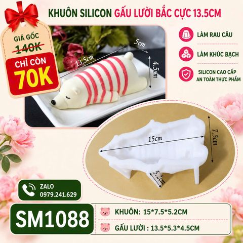 Khuôn rau câu silicon con gấu lười bắc cực 13,5cm ( SM1088 )