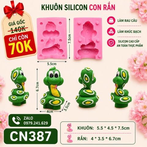 Khuôn silicon con rắn 6,7cm ( CN387 ) CÒN 2 CON