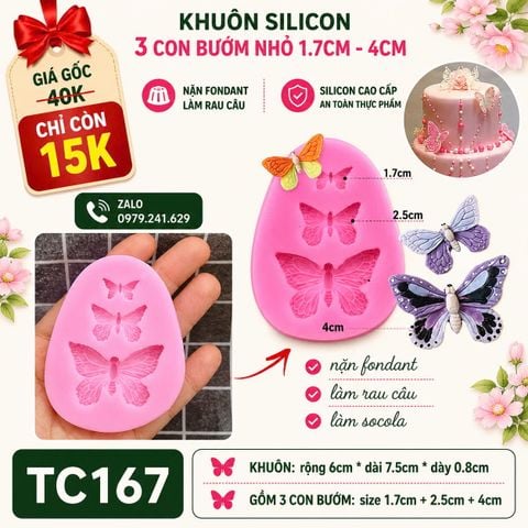 Khuôn silicon 3 con bướm nhỏ 1,7cm-4cm ( TC167 )