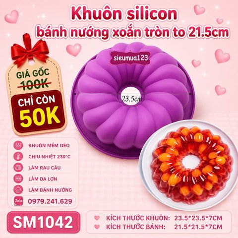 Khuôn silicon làm bánh rau câu tròn xoắn to 21,5cm ( SM1042 ) CÒN NHIỀU