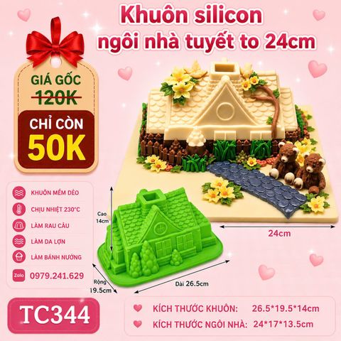 Khuôn silicon làm bánh rau câu ngôi nhà tuyết to 24cm ( TC344 ) CÒN NHIỀU