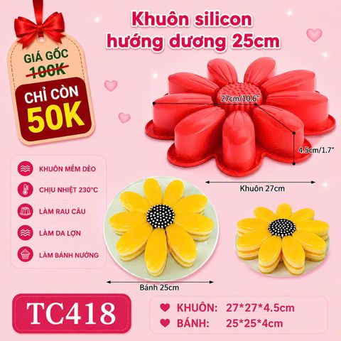 Khuôn silicon làm bánh rau câu hoa hướng dương 25cm ( TC418 )
