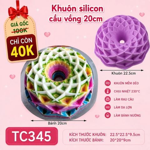 Khuôn nướng bánh silicon cầu vồng 20cm ( TC345 )