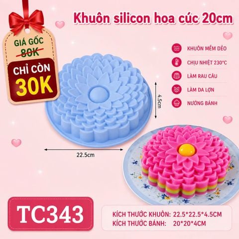 Khuôn nướng bánh silicon hoa cúc tầng lõm nhiều cánh lớn 20cm ( TC343 )