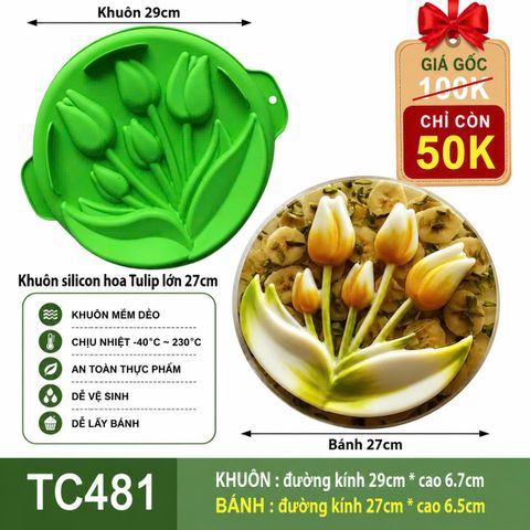 Khuôn silicon làm bánh rau câu hoa Tulip lớn 27cm ( TC481 )