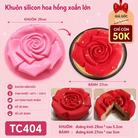 Khuôn silicon làm bánh rau câu hoa hồng xoắn lớn ( TC404 )
