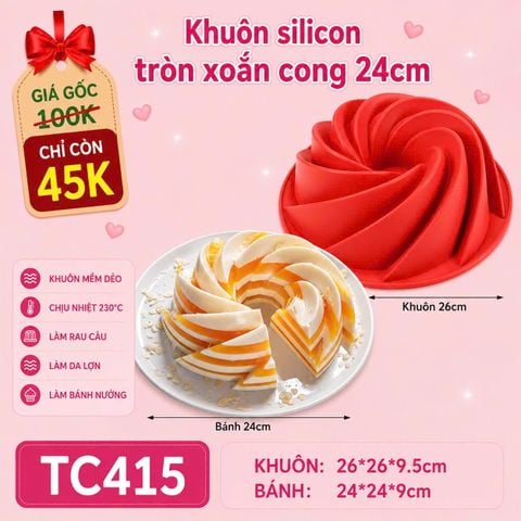 Khuôn nướng bánh silicon tròn cánh nhọn xoắn cong lớn 24cm ( TC415 )