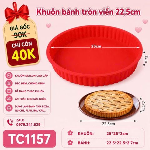 Khuôn nướng bánh silicon tròn viền 22,5cm  ( TC1157 )