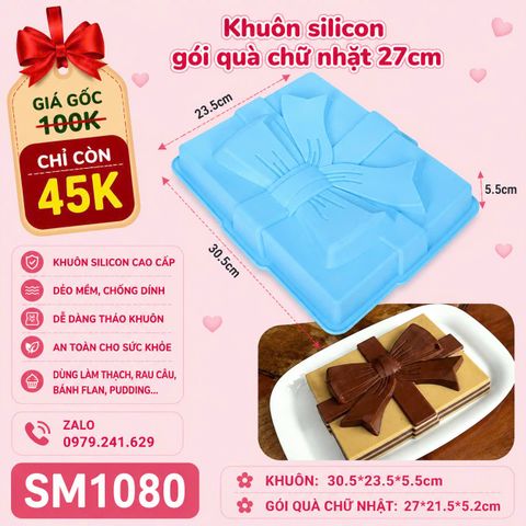 Khuôn silicon gói quà chữ nhật to 27cm ( SM1080 )